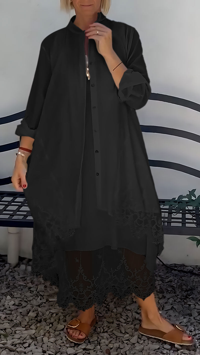 Elegant Printed Hollow Suspender Skirt & Cardigan Casual  Set (Buy 2 Free Shipping)