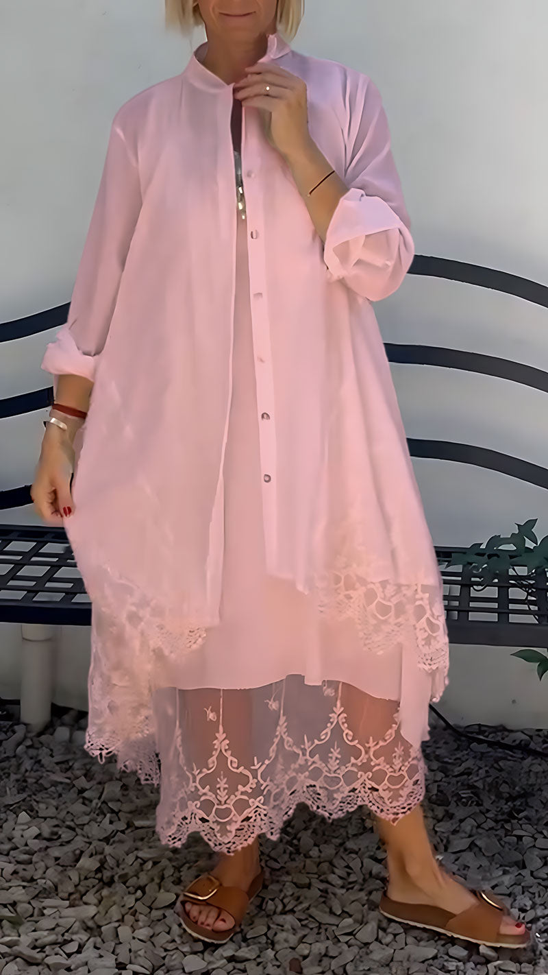 Elegant Printed Hollow Suspender Skirt & Cardigan Casual  Set (Buy 2 Free Shipping)