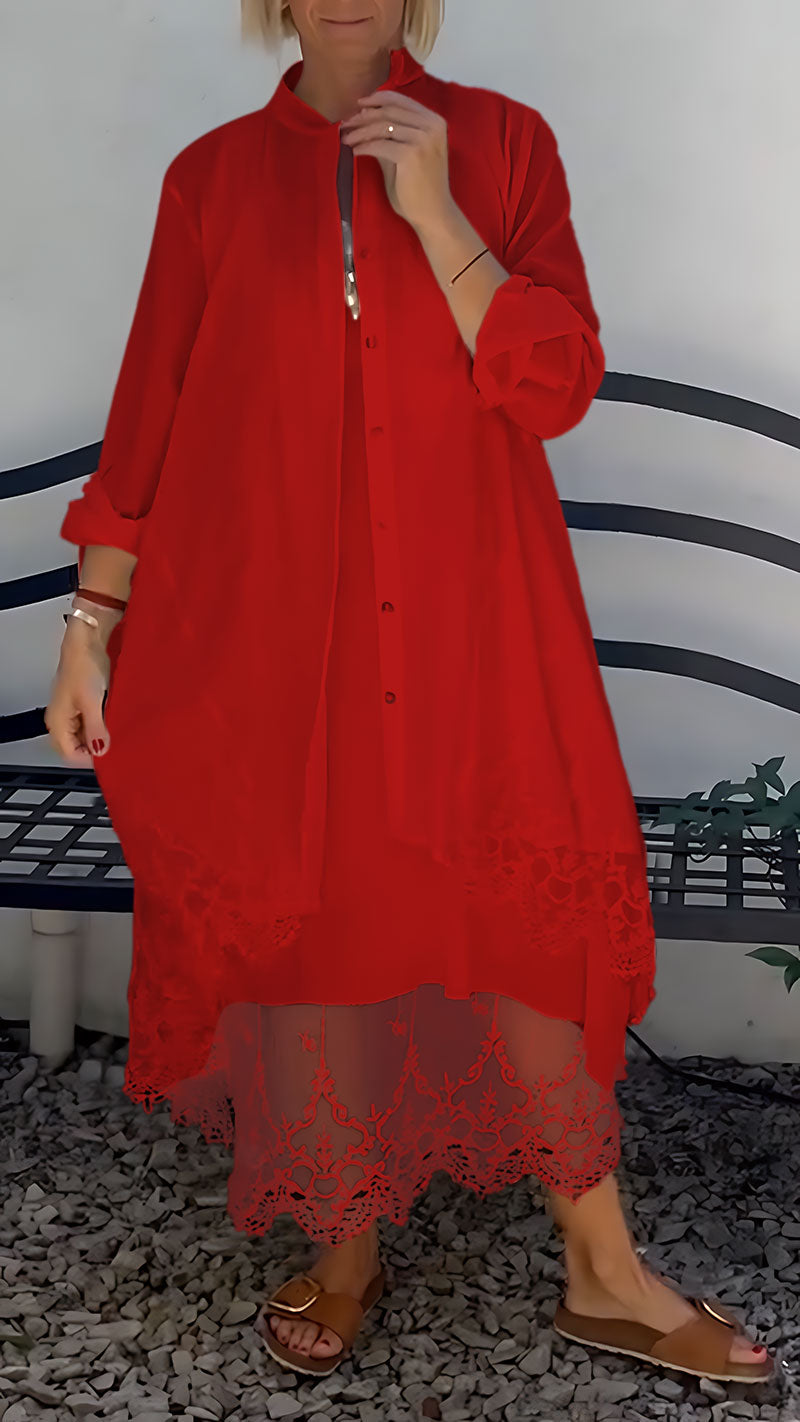 Elegant Printed Hollow Suspender Skirt & Cardigan Casual  Set (Buy 2 Free Shipping)