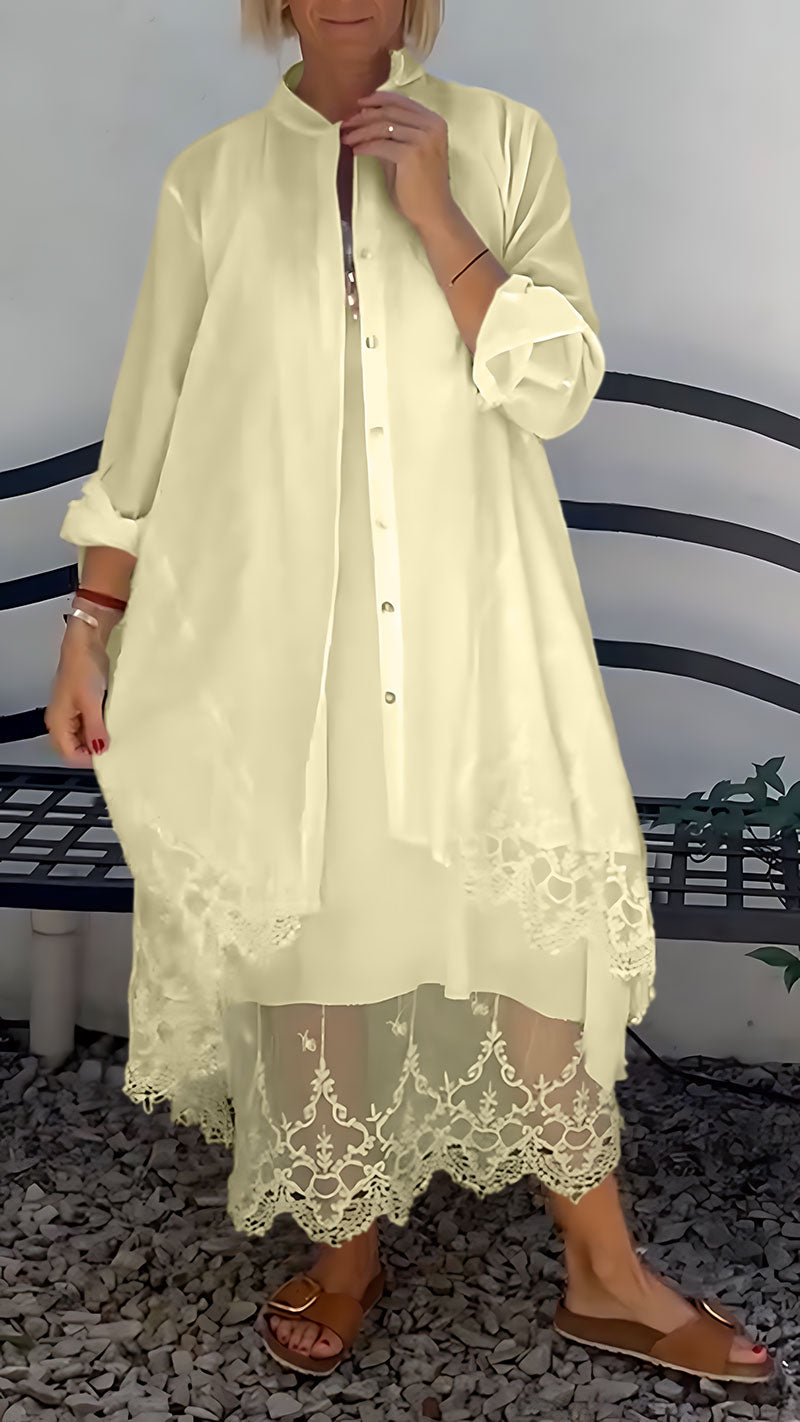 Elegant Printed Hollow Suspender Skirt & Cardigan Casual  Set (Buy 2 Free Shipping)