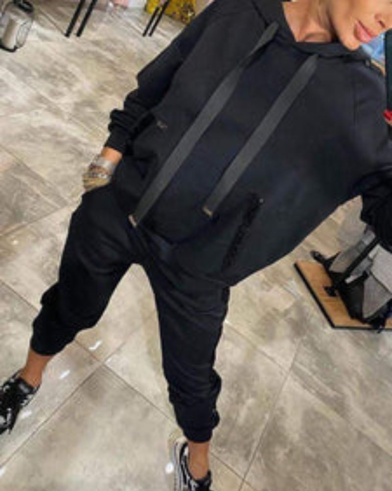 Casual Sequin Stripe Hoodie Jogger Two Piece Set (Buy 2 Free Shipping)