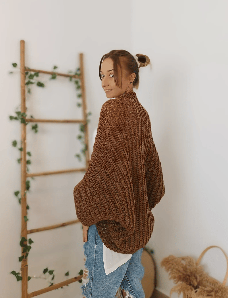 Crochet Cocoon Shrug, Boho Cardigan For Women, Cozy Cocoon Cardi