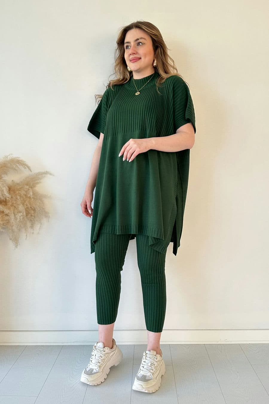 Cozy Ribbed Knit with Side Slits and Leggings Two Piece Set (Buy 2 Free Shipping)