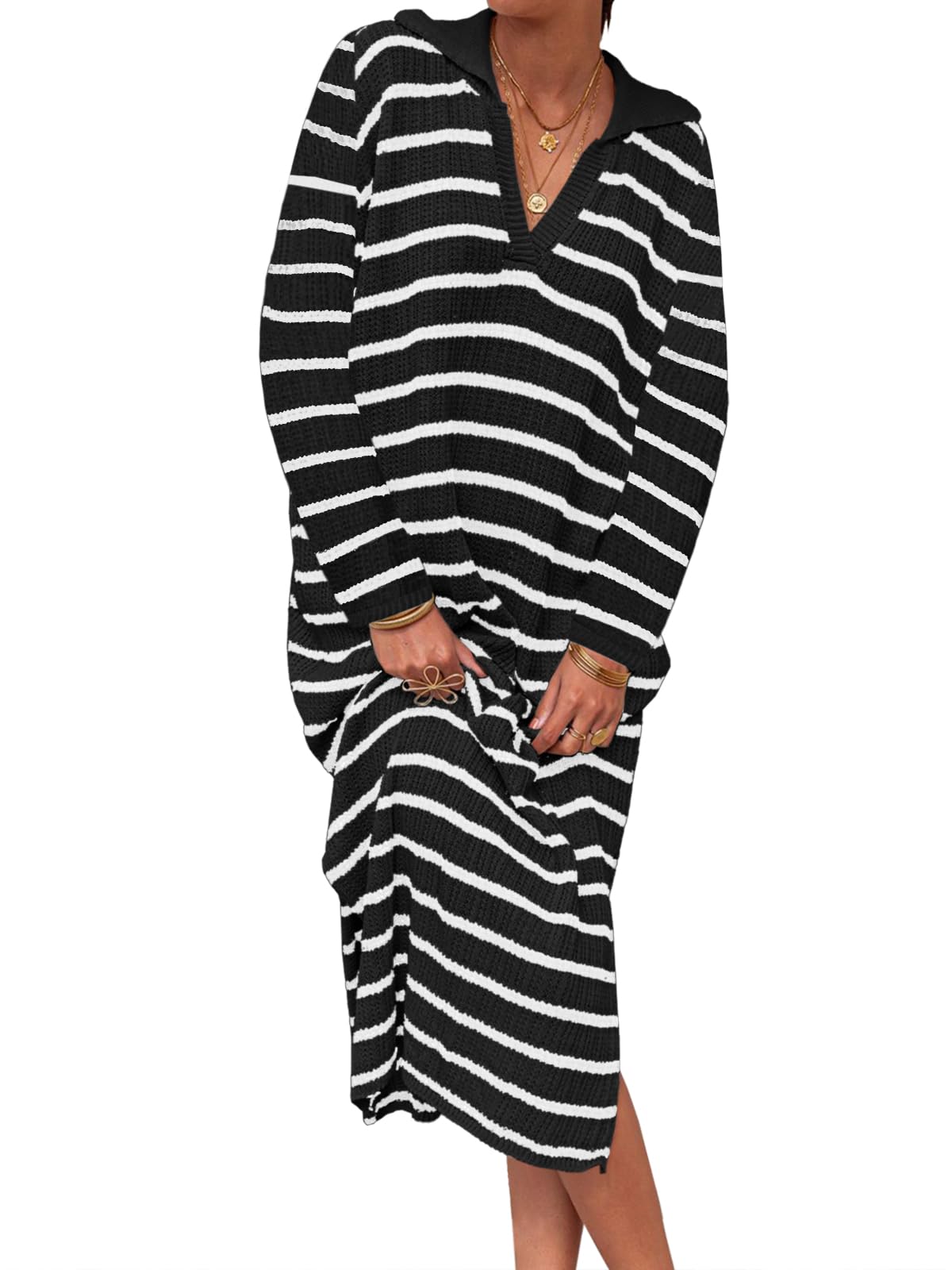 Striped Knit Sweater Dress(Buy 2 Free Shipping)