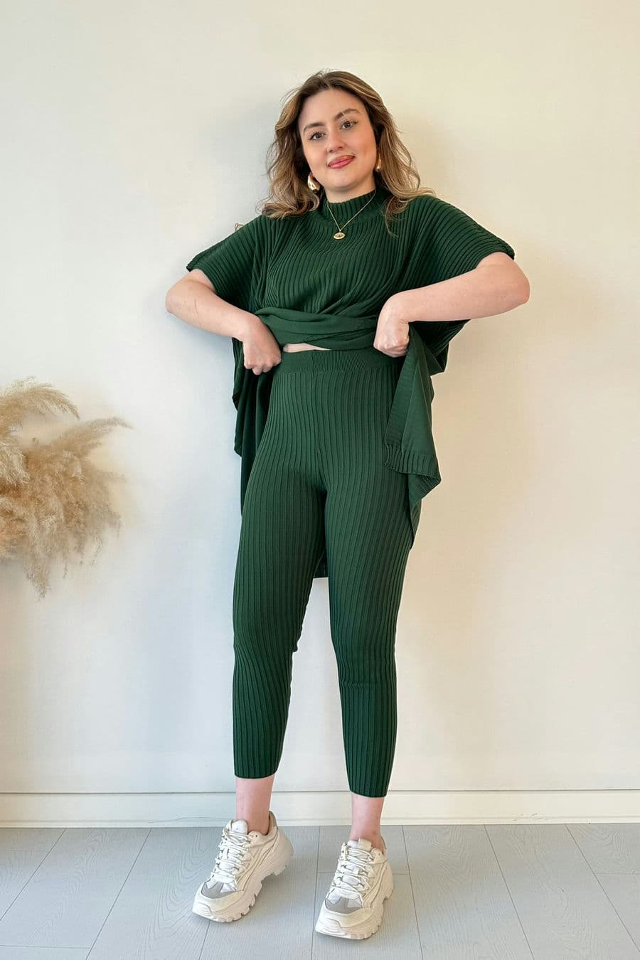 Cozy Ribbed Knit with Side Slits and Leggings Two Piece Set (Buy 2 Free Shipping)