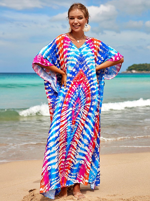 Boho Art Print Loose Kaftan Maxi Dress (Buy 2 Free Shipping)