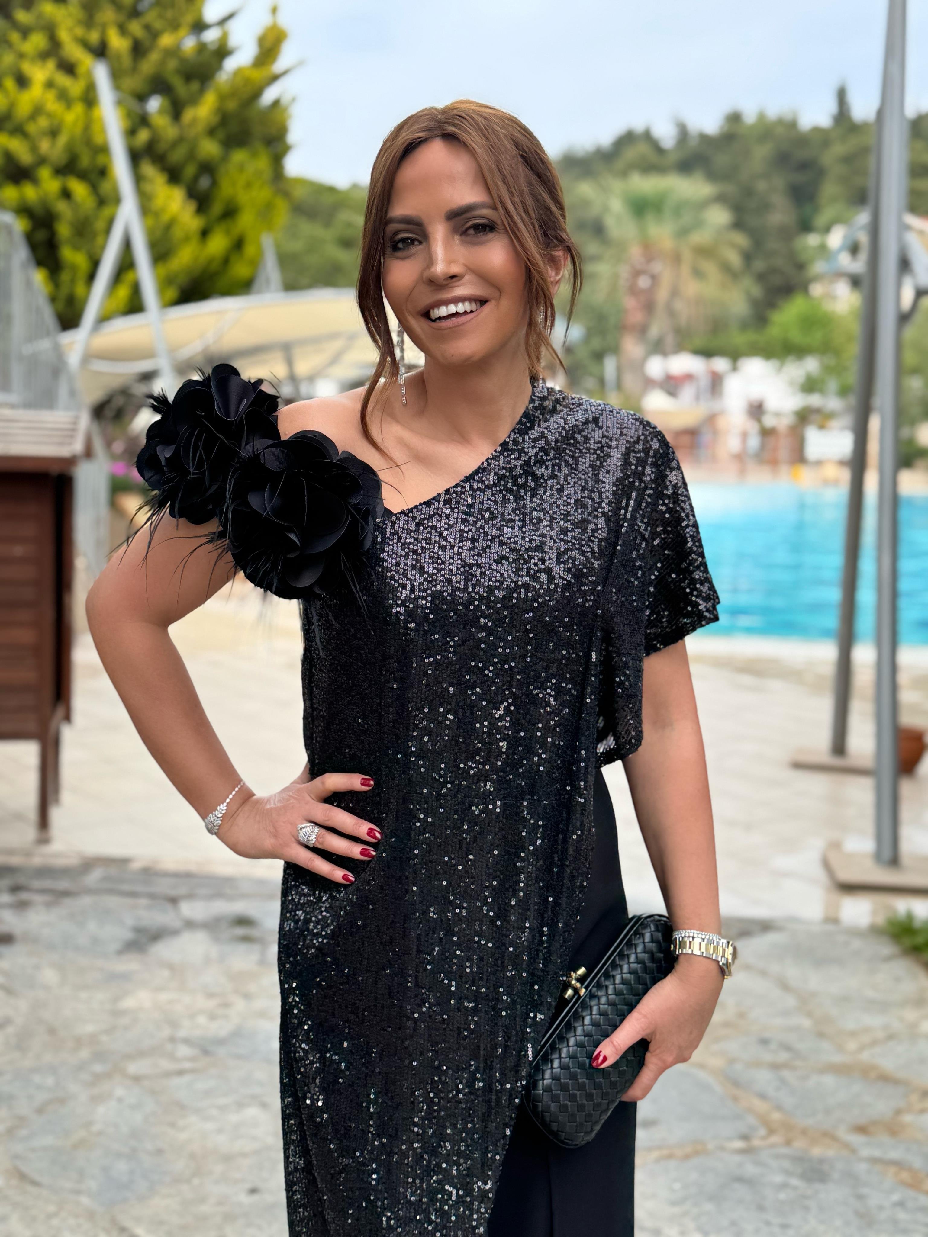 Elegant One-Shoulder Sequin Drape Wide-Leg Jumpsuit (Buy 2 Free Shipping)