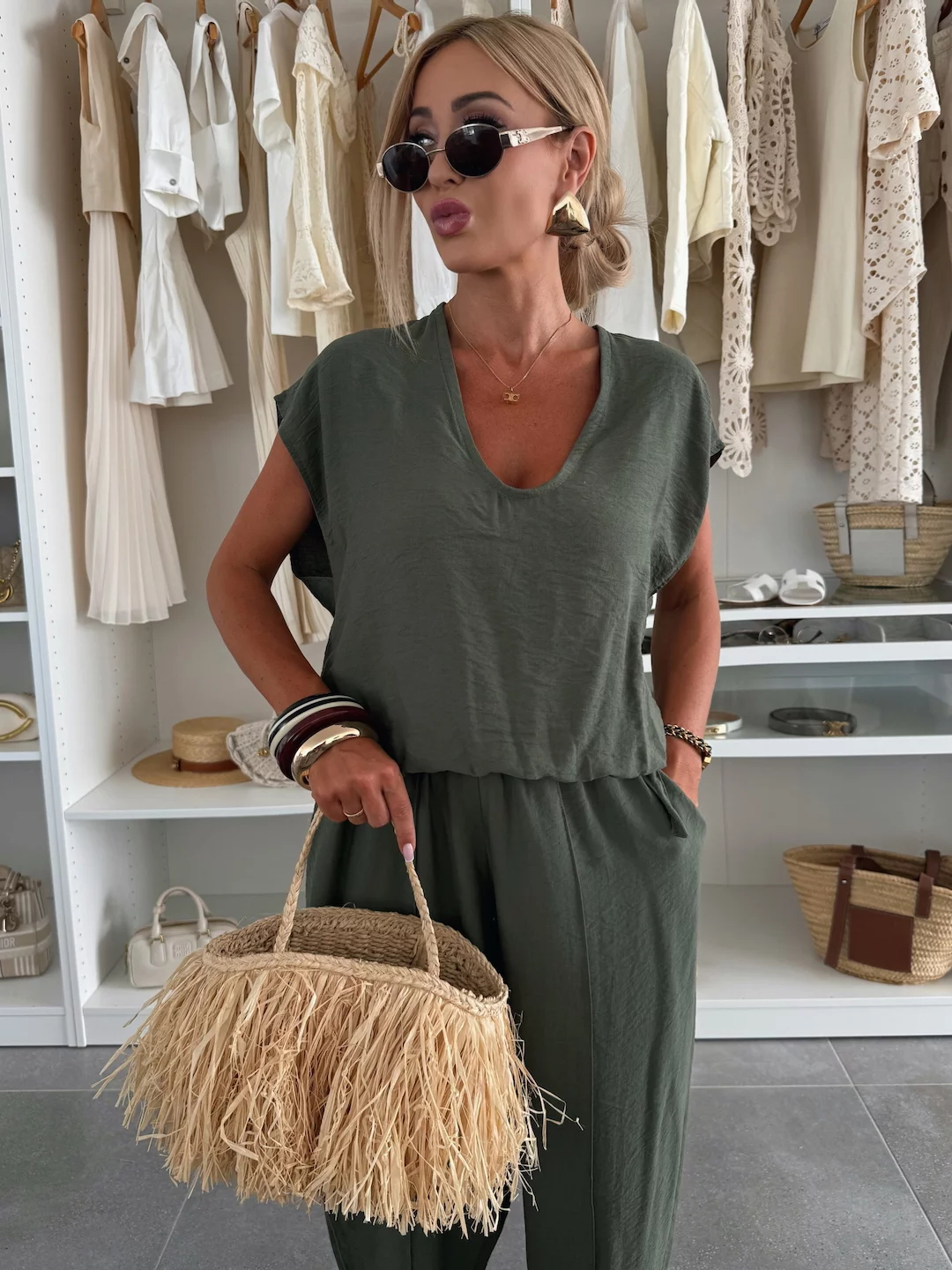 Relaxed Fit Flowy Cap Sleeve Two-Piece Set (Buy 2 Free Shipping)