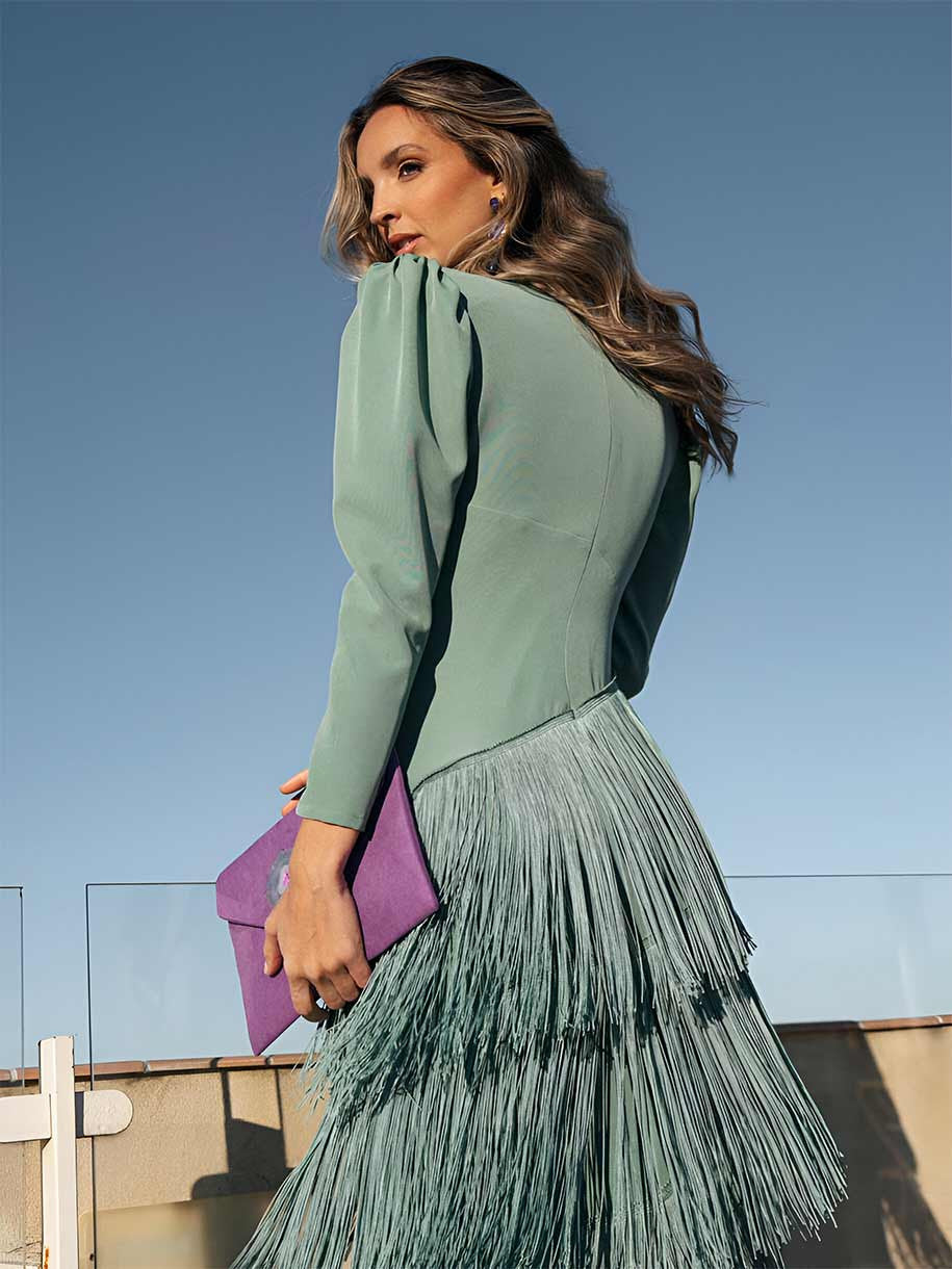 Elegant V-Neck Layered Fringe Dress