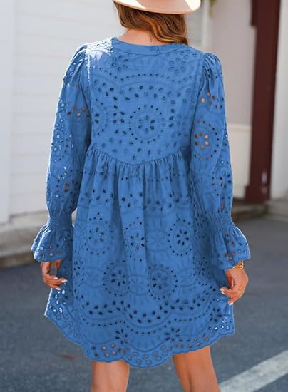 Casual Eyelet Lace Dress for Women (Buy 2 Free Shipping)