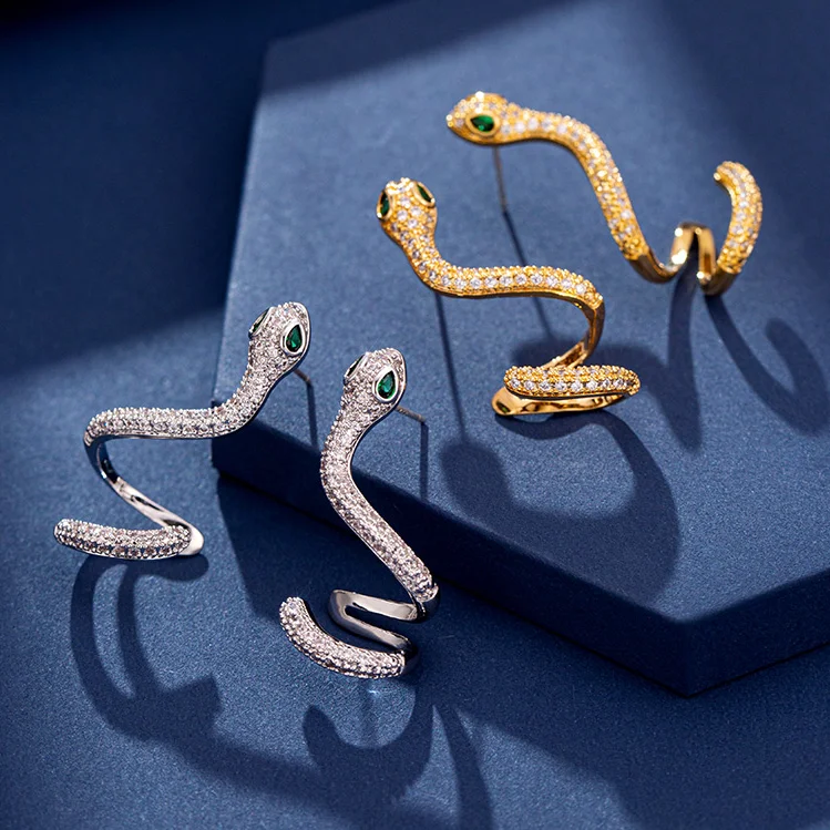 Snake Earring - White Rhodium