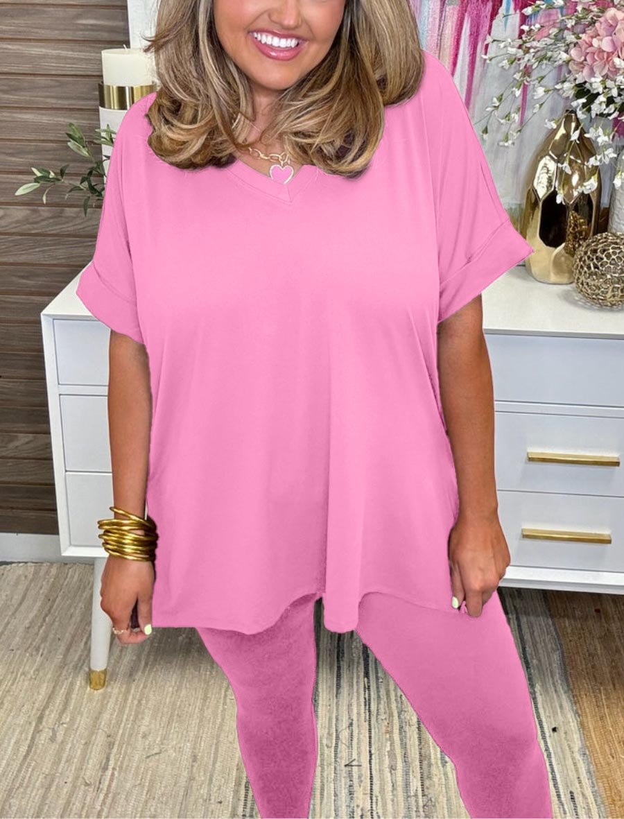 Last Day Promotion🔥Ultra Comfy Short Sleeve Tee and Legging Set (Buy 2 Free Shipping)