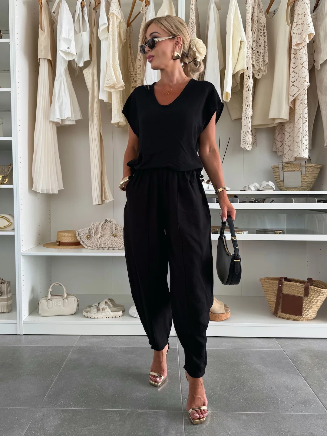 Relaxed Fit Flowy Cap Sleeve Two-Piece Set (Buy 2 Free Shipping)