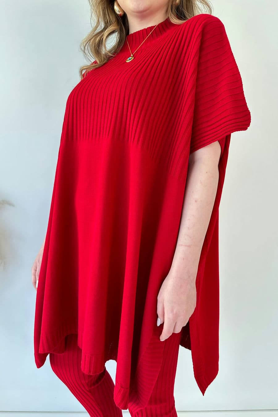 Cozy Ribbed Knit with Side Slits and Leggings Two Piece Set (Buy 2 Free Shipping)