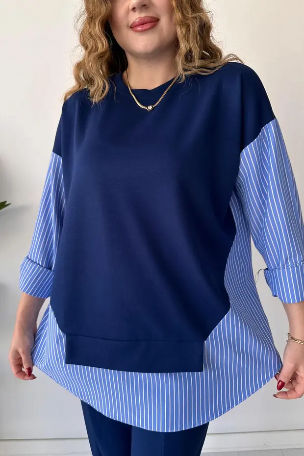 Casual Colorblock Patch Pullover and Tapered Pants Two Piece Set (Buy 2 Free Shipping)