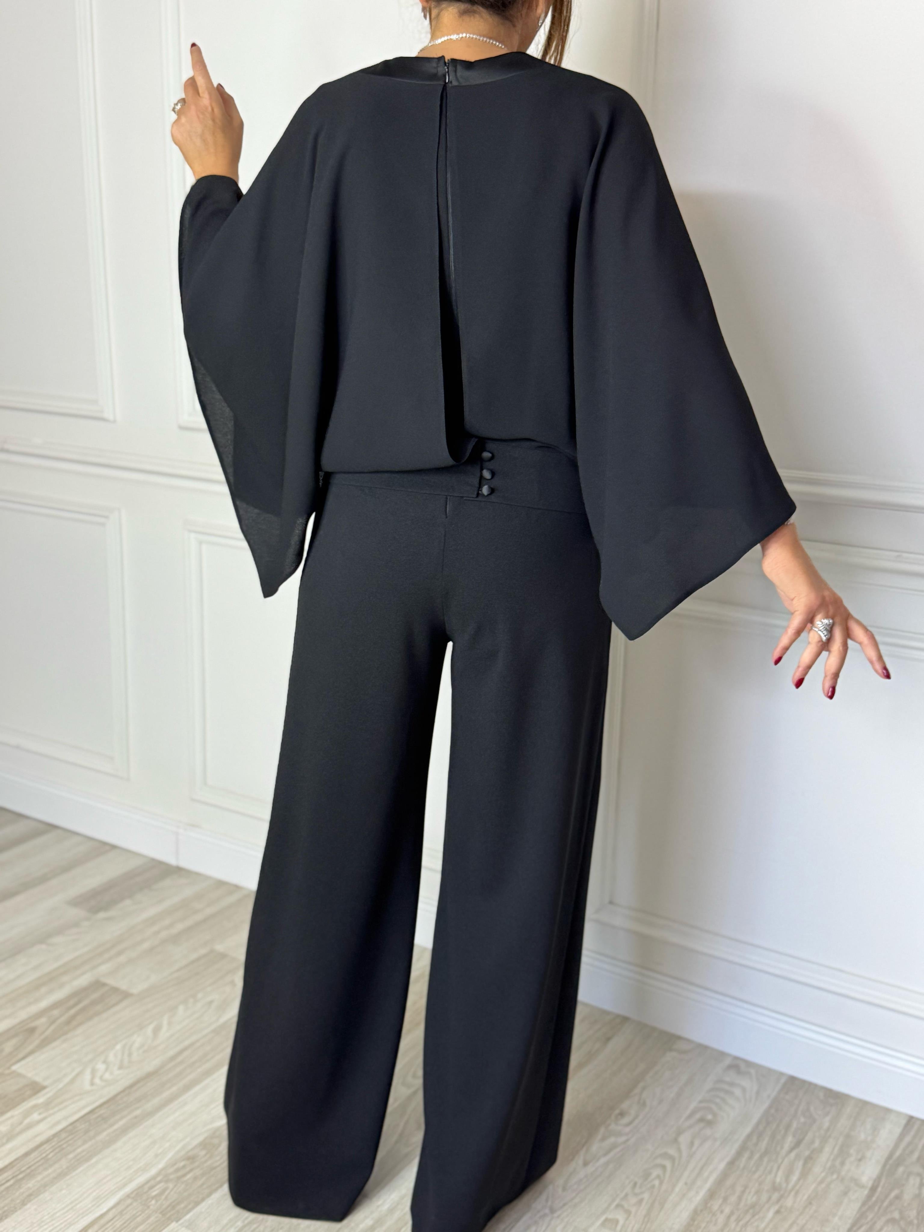 Elegant V-Neck Batwing Sleeve Wide-Leg Jumpsuit (Buy 2 Free Shipping)