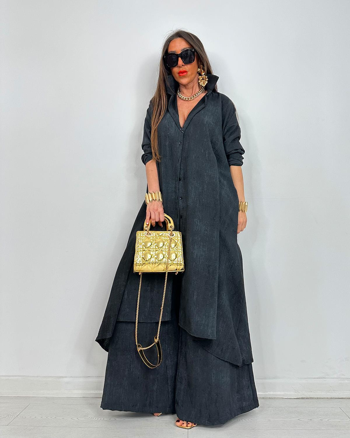 Lightweight Flowing Shirt & Wide-Leg Pants Two-Piece Set