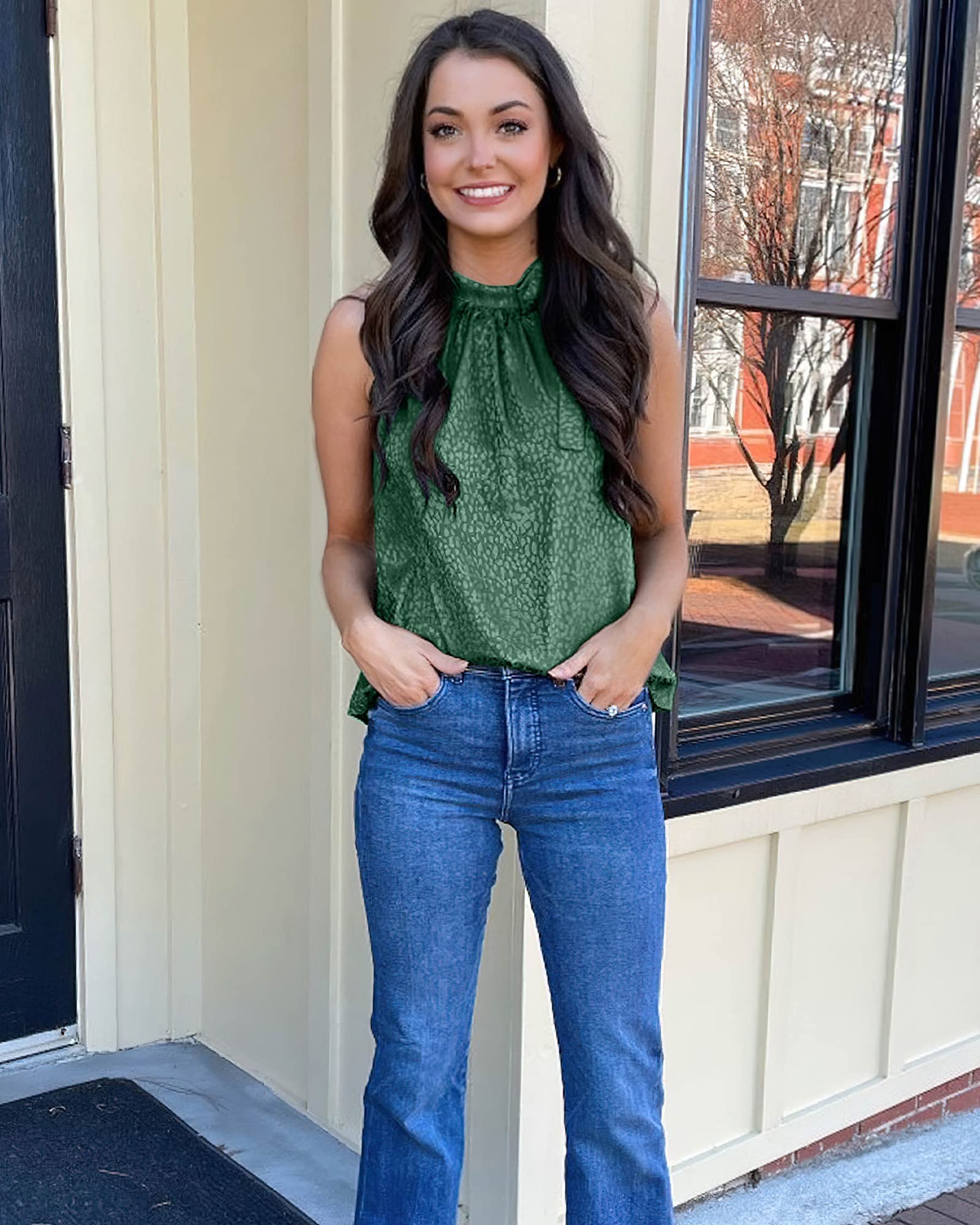 Last Day 70% OFF🔥Sleeveless Tie Mock Neck Summer Tops