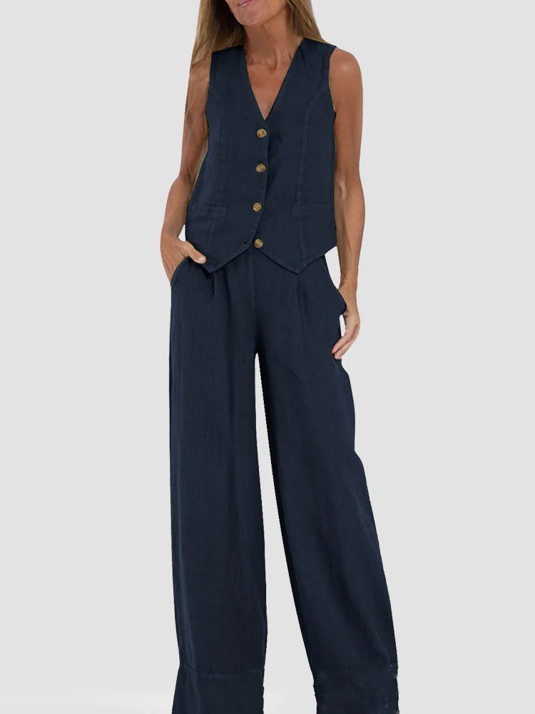 Vest & Wide-Leg Pants Two-Piece Set (Buy 2 Free Shipping)