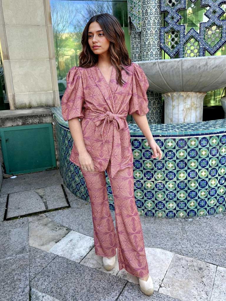 Ethnic Print Puff Sleeve Set – Vintage Charm with a Modern Edge (Buy 2 Free SHipping)