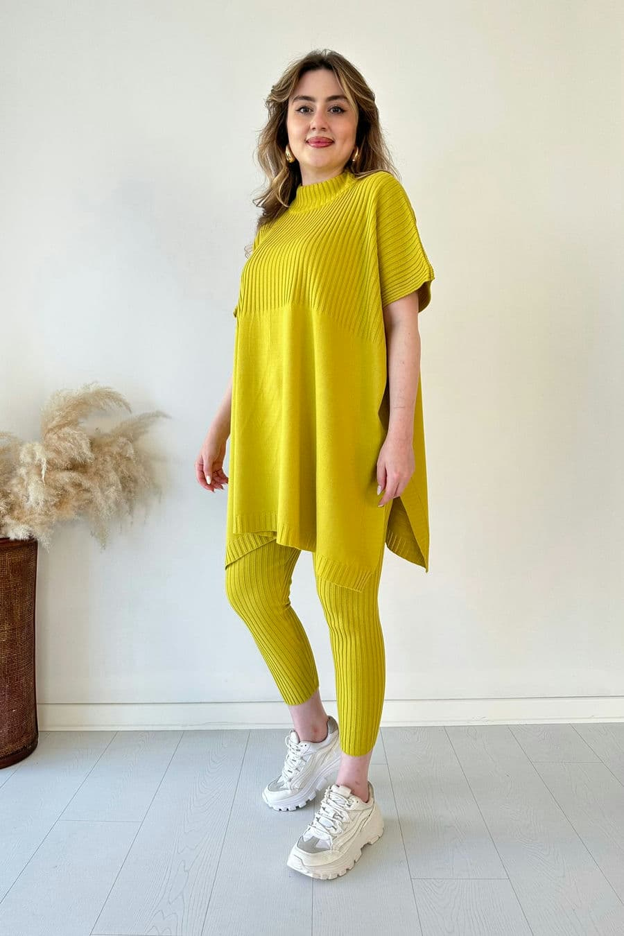 Cozy Ribbed Knit with Side Slits and Leggings Two Piece Set (Buy 2 Free Shipping)