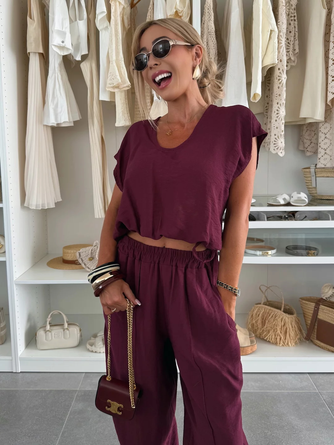 Relaxed Fit Flowy Cap Sleeve Two-Piece Set (Buy 2 Free Shipping)