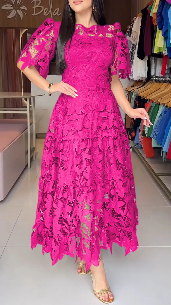 Elegant Lace Embroidered A-Line Maxi Dress (Buy 2 Free Shipping)