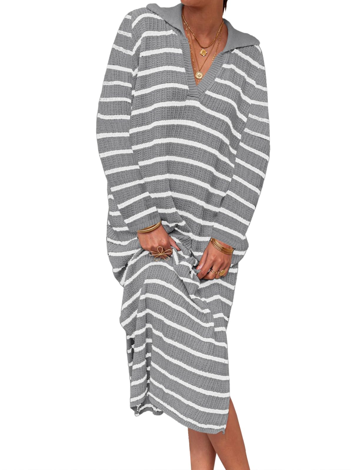 Striped Knit Sweater Dress(Buy 2 Free Shipping)