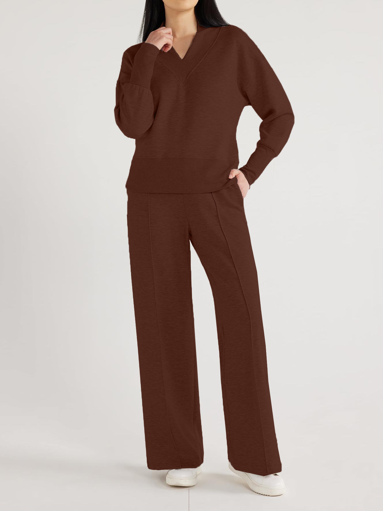 Women's  Solid 2 Piece Sets Outfits Casual Long Sleeve Sweatsuits Sets (Buy 2 Free Shipping)