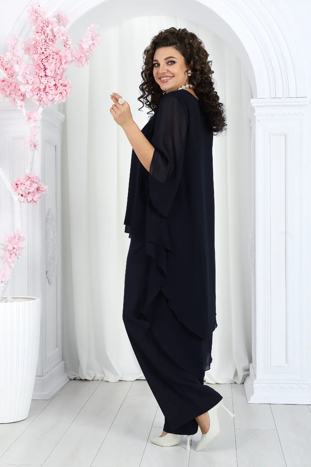 Elegant Layered Chiffon High-Low Top and Pants Set (Buy 2 Free Shipping)