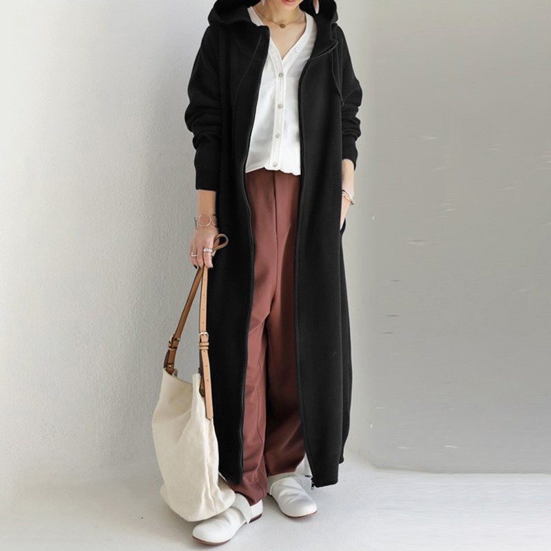 Cozy Hooded Zip-Up Maxi Sweatshirt Dress (Buy 2 Free Shipping)