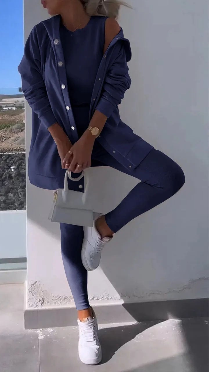 Hooded Cardigan Sweatshirt Three-piece Set (Buy 2 Free Shipping)