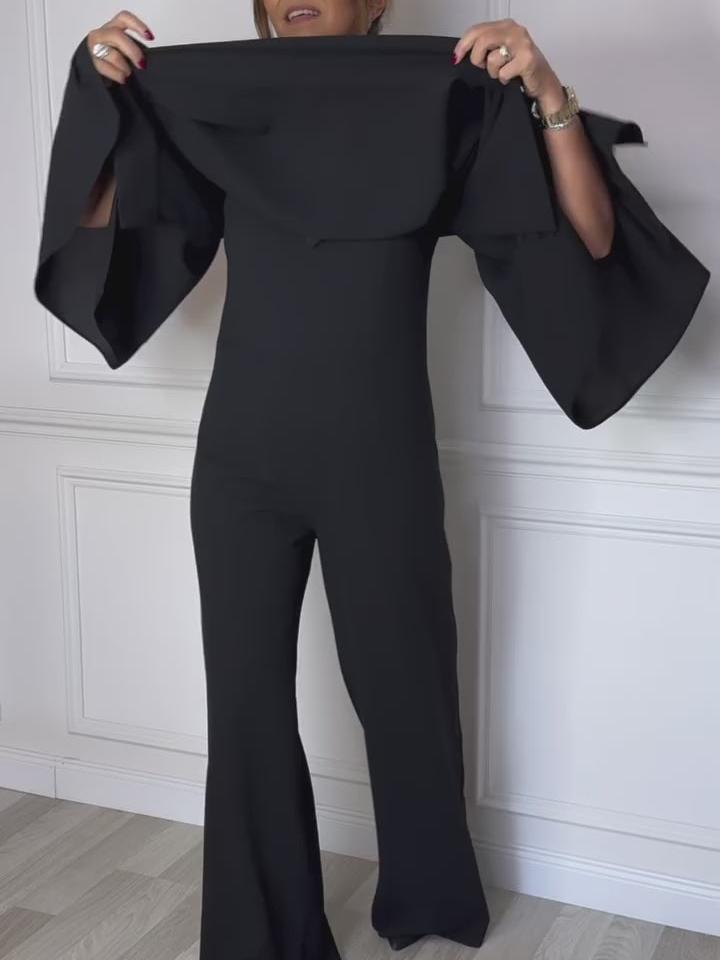 Elegant V-Neck Batwing Sleeve Wide-Leg Jumpsuit (Buy 2 Free Shipping)