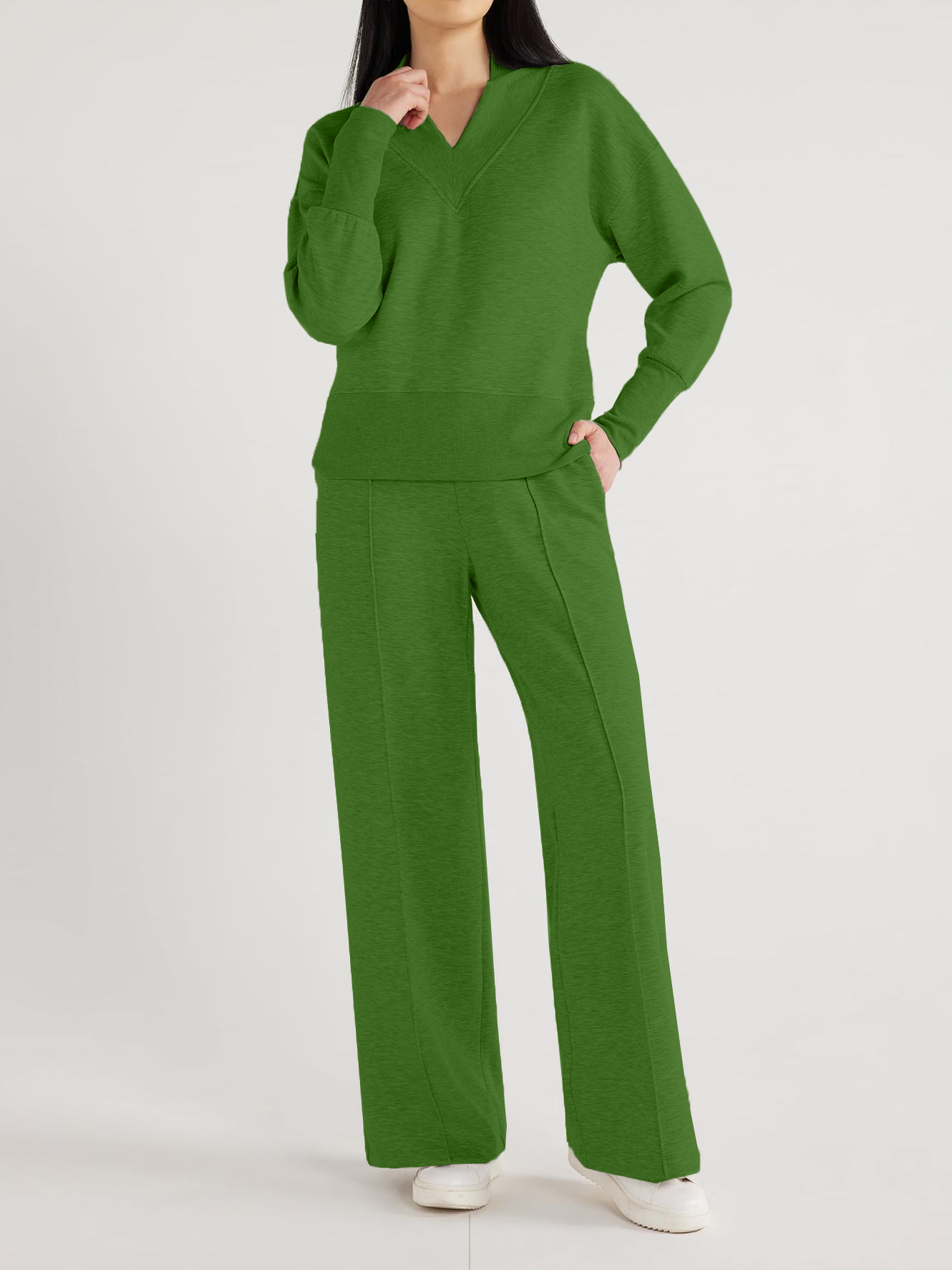 Women's  Solid 2 Piece Sets Outfits Casual Long Sleeve Sweatsuits Sets (Buy 2 Free Shipping)