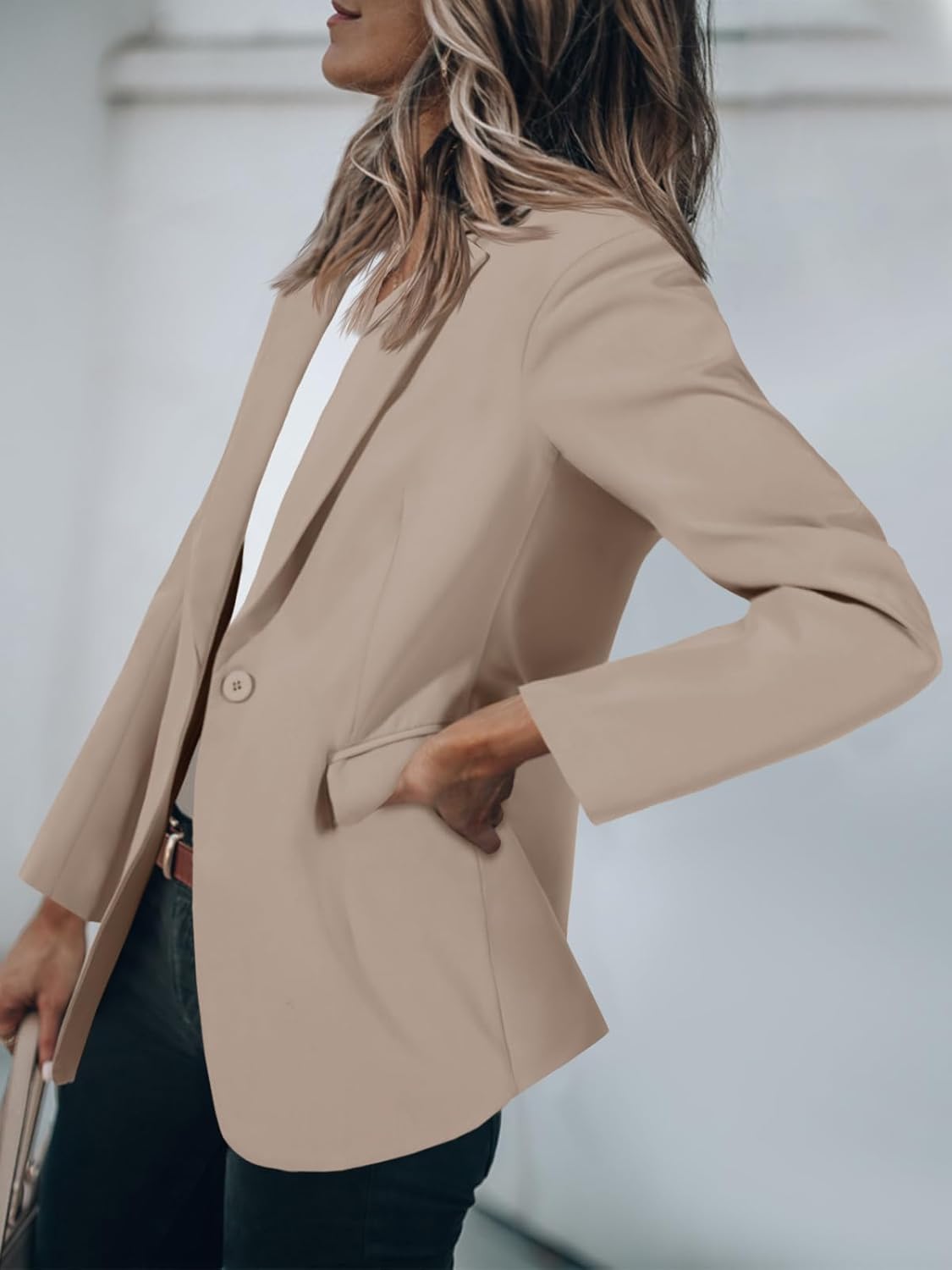Button Open Front Pocket Blazers Jacket (Buy 2 Free Shipping)