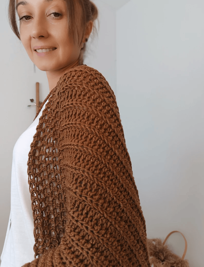 Crochet Cocoon Shrug, Boho Cardigan For Women, Cozy Cocoon Cardi