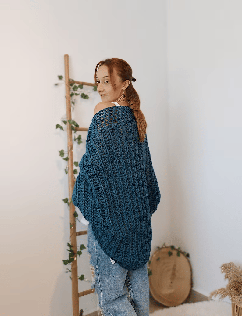 Crochet Cocoon Shrug, Boho Cardigan For Women, Cozy Cocoon Cardi