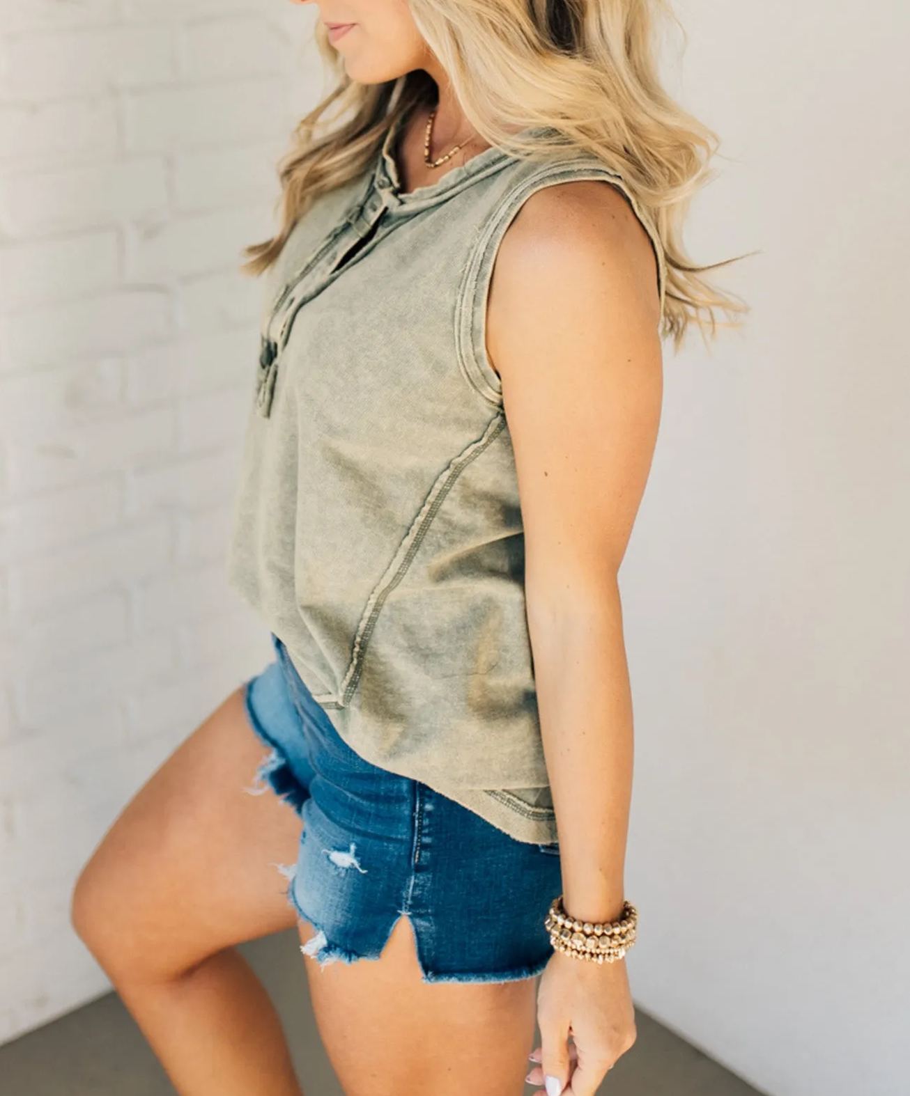 🔥2024 Summer Hot Sale🔥Button Mix Washed Henley Tank(BUY 2 FREE SHIPPING)