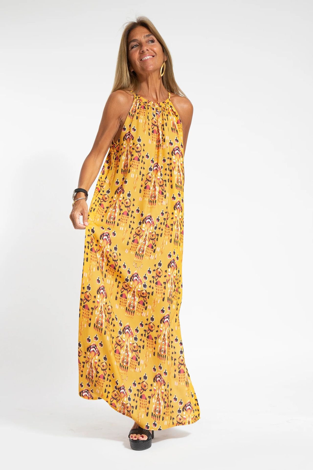 2024 Hot Sale🔥Linen Blend Halter Maxi Dress