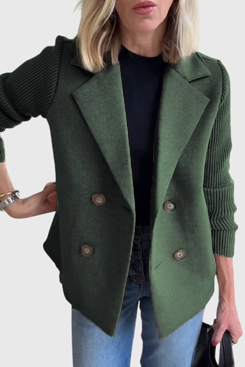 Casual Knit Sleeve Double-Breasted Blazer Jacket (Buy 2 Free Shipping)