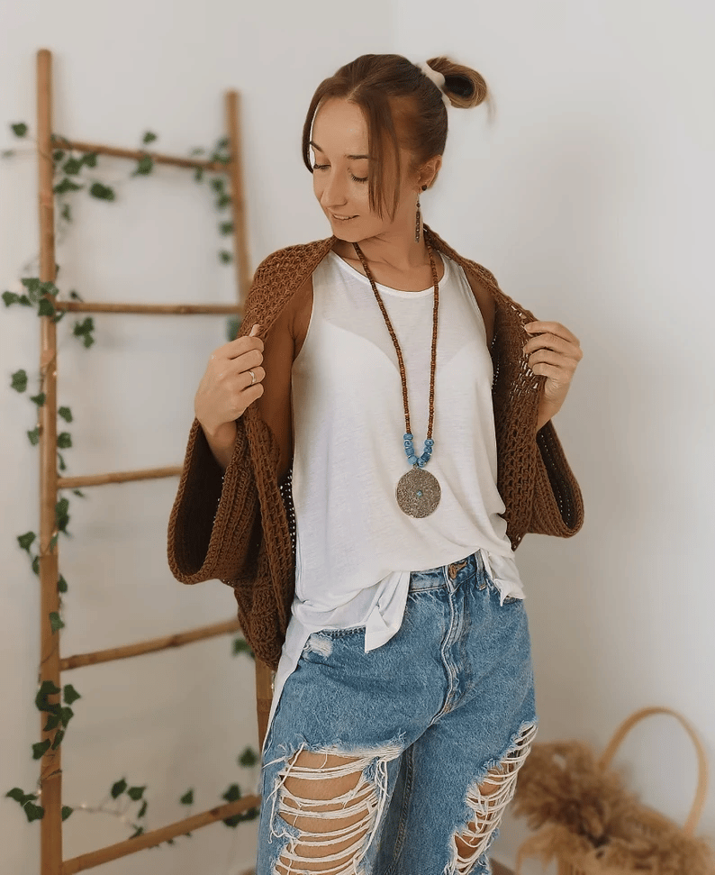 Crochet Cocoon Shrug, Boho Cardigan For Women, Cozy Cocoon Cardi