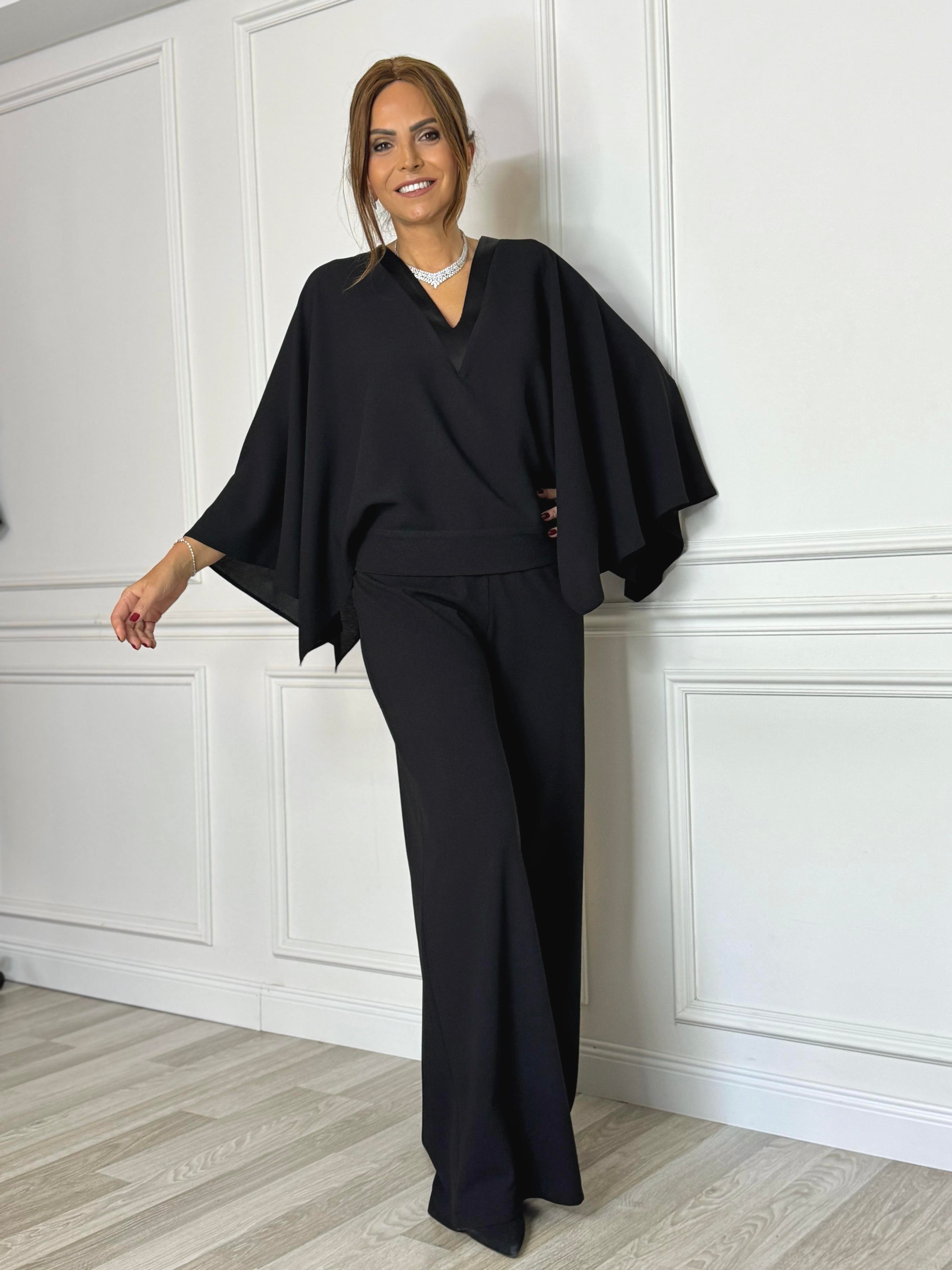 Elegant V-Neck Batwing Sleeve Wide-Leg Jumpsuit (Buy 2 Free Shipping)