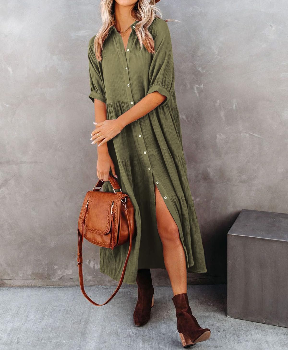 2024 Hot Sale❤️Half Sleeves Dress with Pockets(Buy 2 Free Shipping)