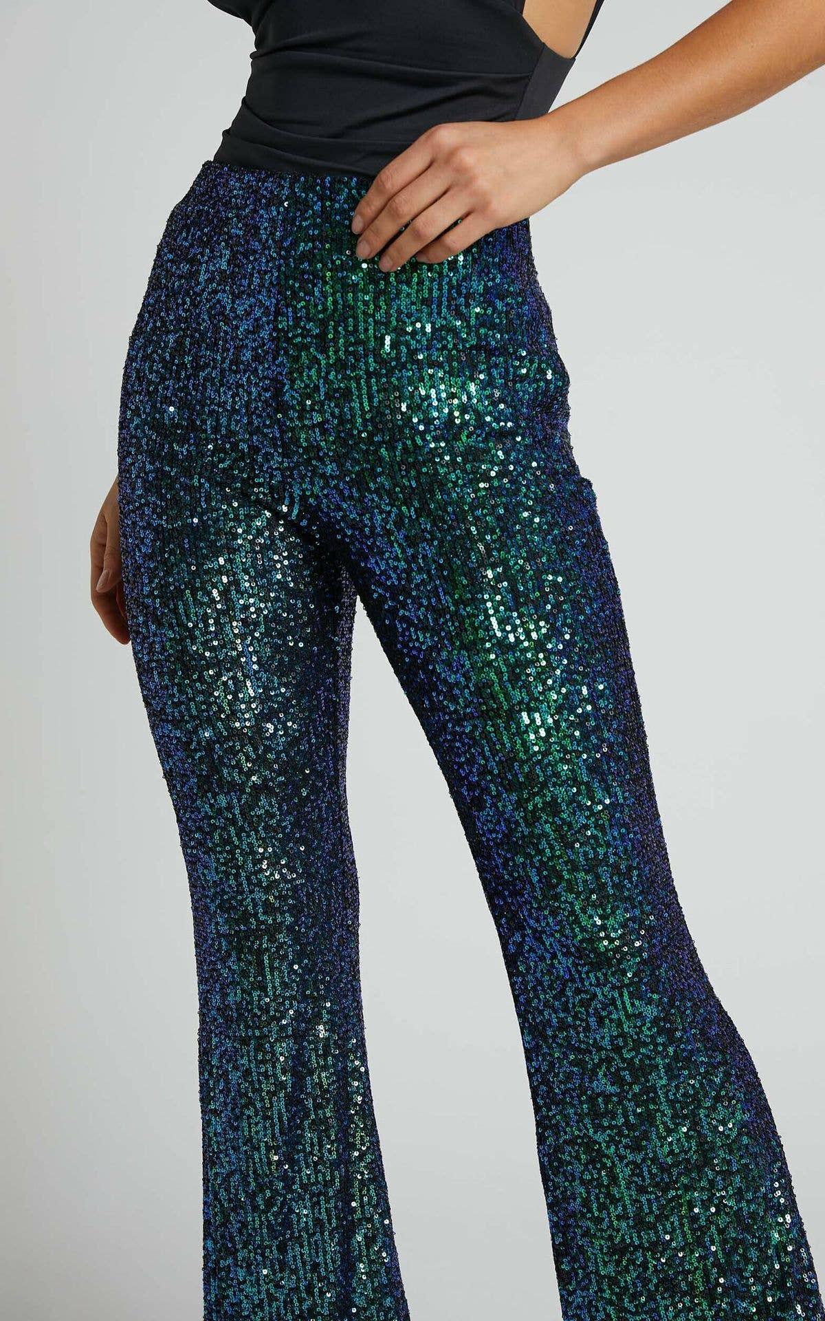 High Waist Sequin Flare Pants (Buy 2 Free Shipping)