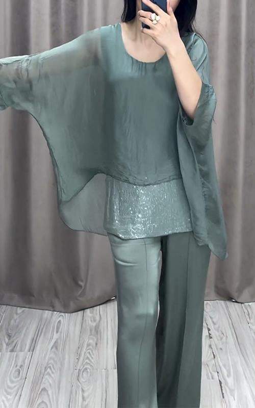 Casual Crew Neck Sequin Two-piece Suit (Buy 2 Free Shipping)