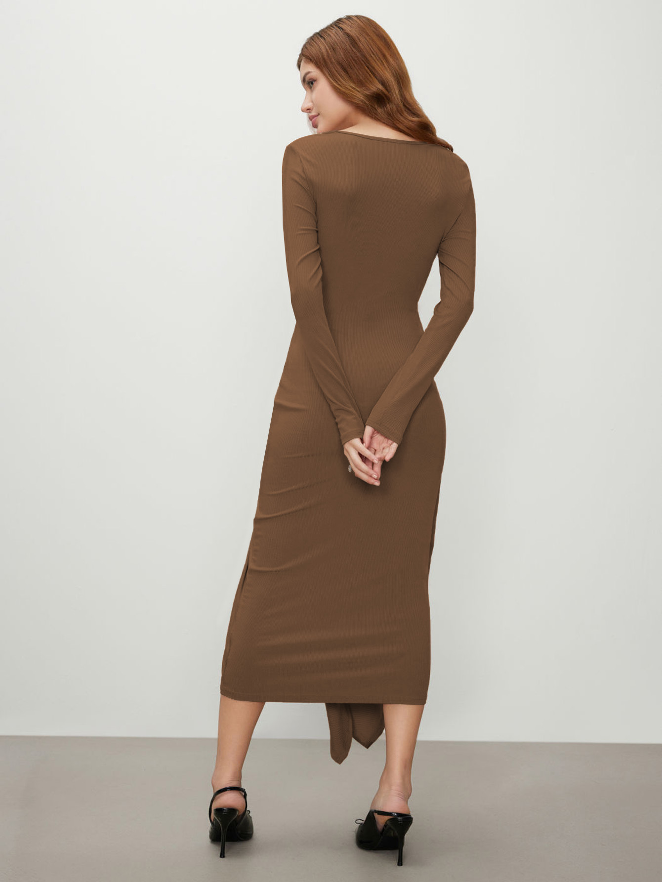Twist Front Ribbed Wrap Dress Wear 2 Ways (Buy 2 Free Shipping)