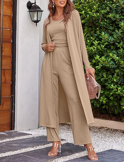 3 Piece Cardigan Lounge Set  (Buy 2 Free Shipping)