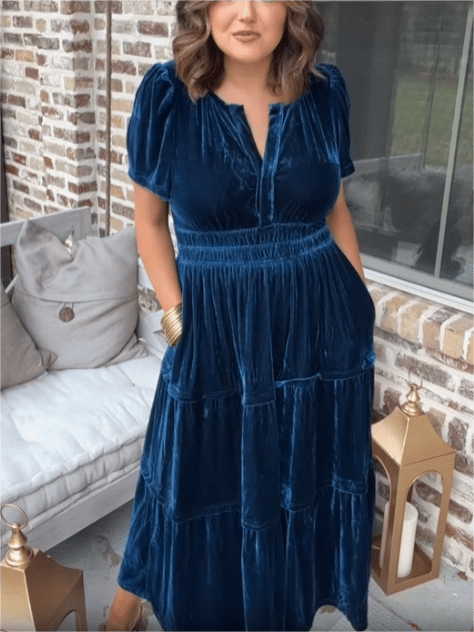 Black Friday Sale 49% OFF🔥 Women‘s Velvet Tiered Maxi Dress (Buy 2 Free Shipping)