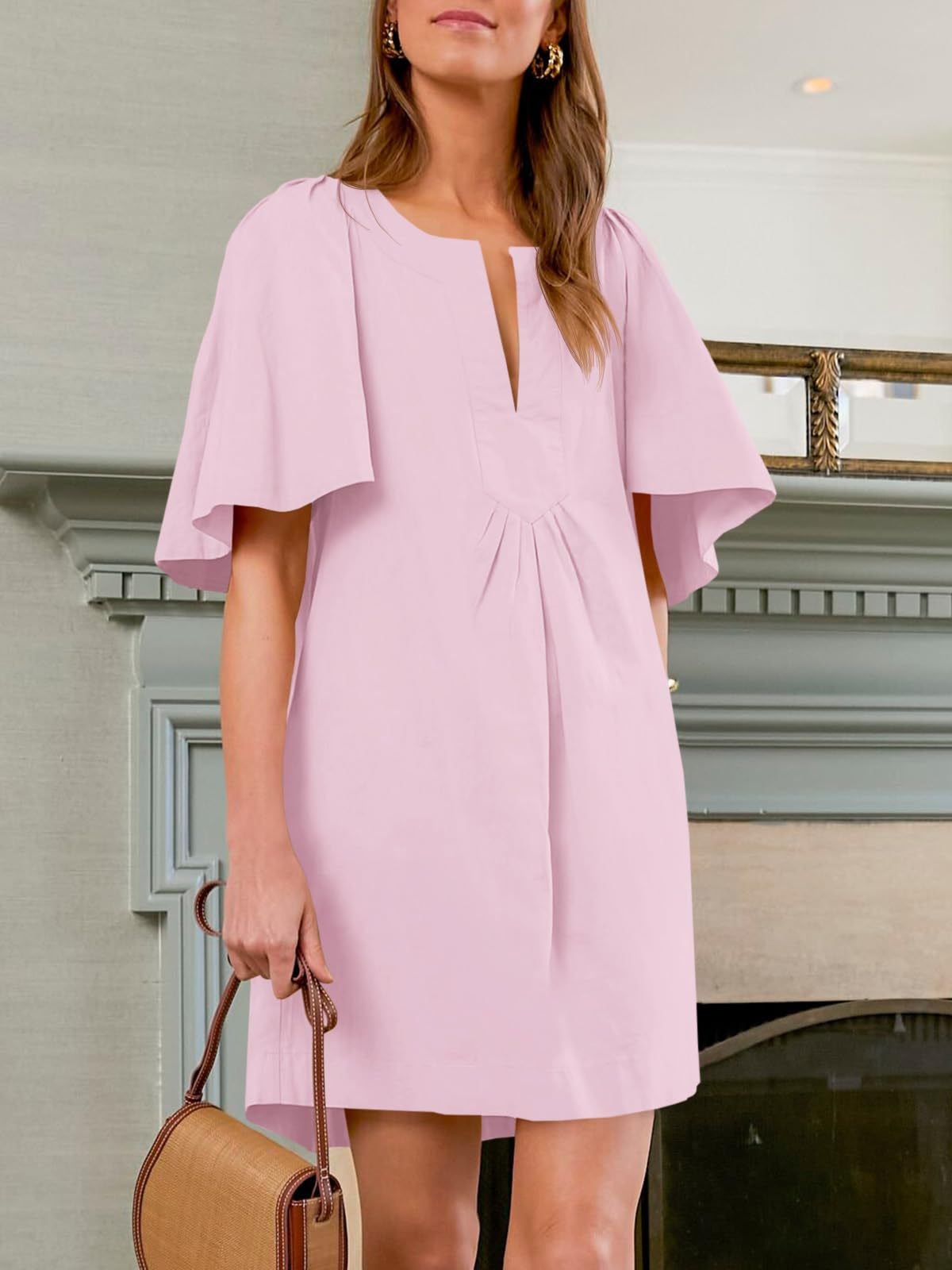 Last Day Promotion🔥Casual V Neck Flowy Mini Dress(Buy 2 Free Shipping)