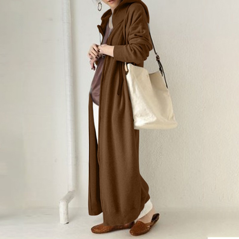 Cozy Hooded Zip-Up Maxi Sweatshirt Dress (Buy 2 Free Shipping)